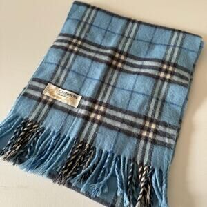 Vintage Royal Rossi Baby Blue Plaid Cashmere Classic Scarf